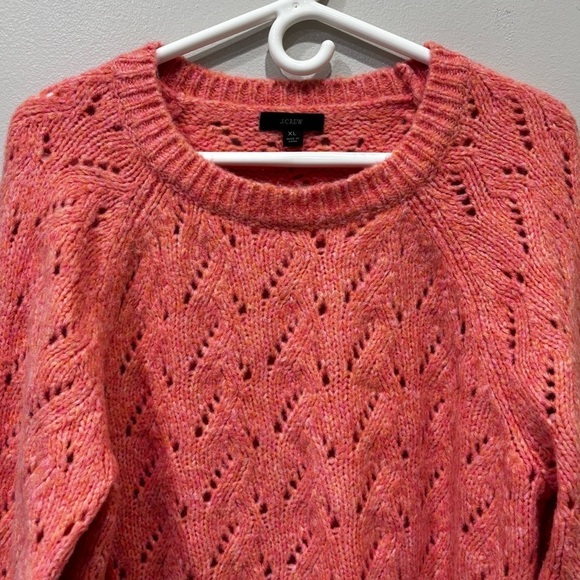 J.Crew Open Knit Pointelle Balloon Sleeve Wool Blend Sweater Women’s Size XL - Picture 3 of 13